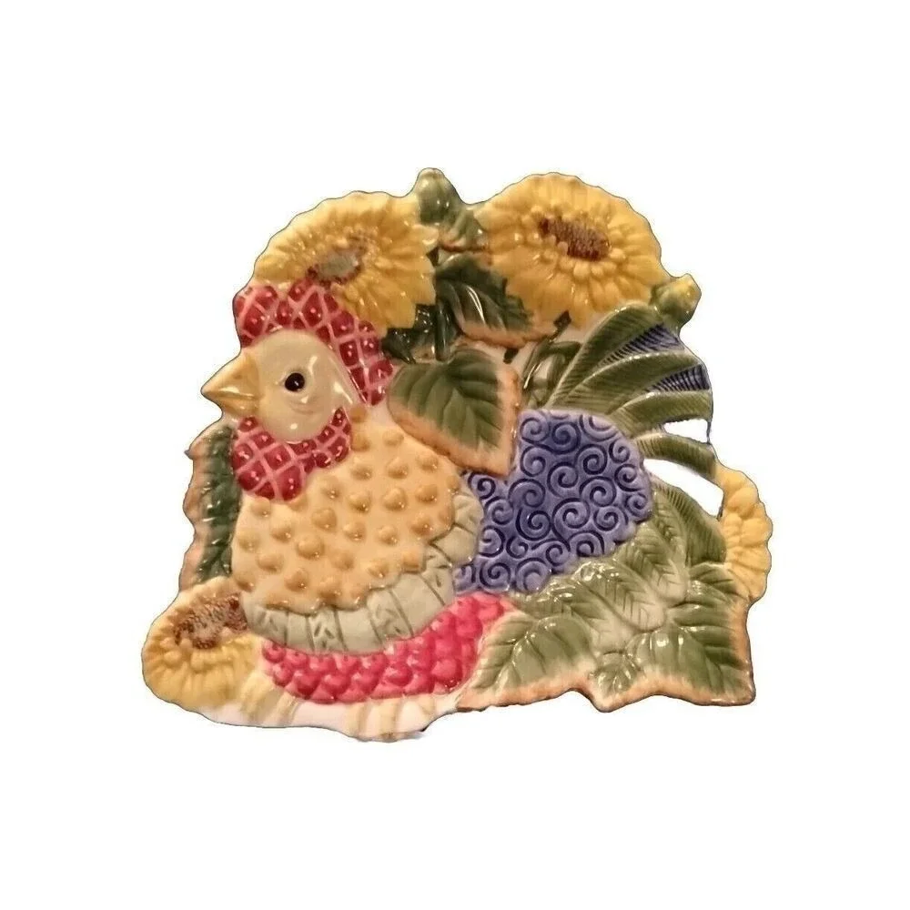 Fitz and Floyd Just Fit Chicks Chicken Sunflower‎ Plate Farmhouse Decor